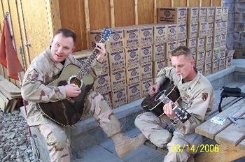 Jammin' with an Army buddy in Afghanistan at the Pat Tillman USO Center!
