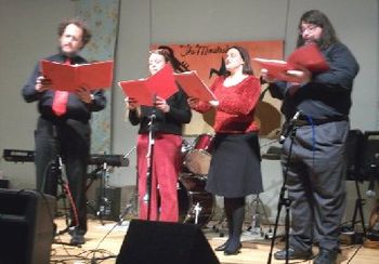 Singing in a quartet with Andy Koenig, John Lamb and Liz Pagan
