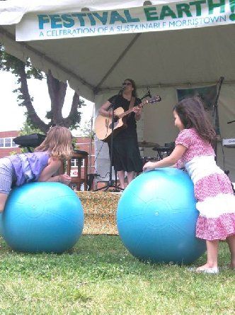 Playing songs while some kids played along to the music
