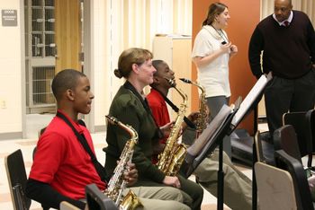 Sitting in with the saxes during band class
