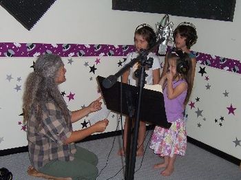 Annie working with Leah, Eli & Ella at Musical Moods Studio
