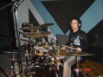 Ryan laying down drum tracks
