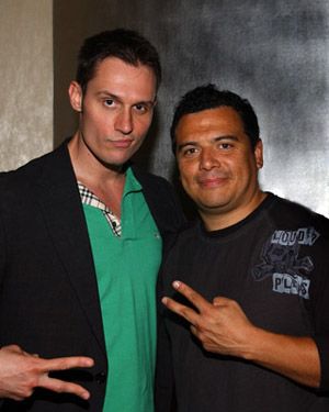 Keith Collins & Carlos Mencia at the after party for the 2007 Latino Laugh Festival at the Kodak Theatre Hollywood, CA  (photo credit Michael Schwartz wireimage.com)
