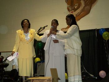 Sarah Hall, Tena Alexander & Dr. Ella Mahmoud at Mother's Day Musical in Drummonds, TN May 08
