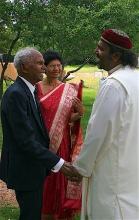 with Mum and Gramps on the day of our wedding in Austin
