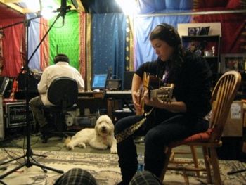 TPR, Sarah Jane, and Thurman the studio dog @ The Wildwood Tofu Bar - by Suzanne Madrid
