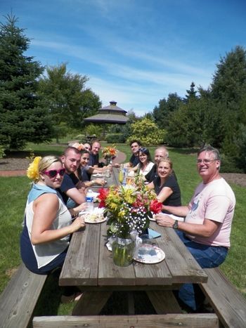 Sharing brunch and conversation - l to r: Carly, Cody, Nikki, Bryan, Bill, Andrew, Meggan, Joe, Mary Ellen, Bruce
