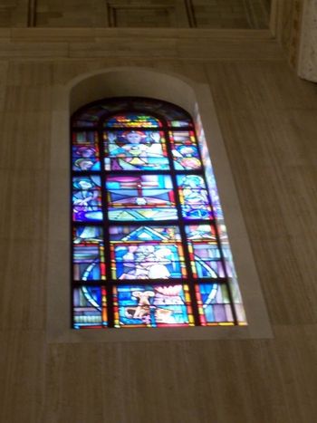 Colorful stained glass in the Shrine
