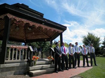 A gorgeous day for a wedding - Saturday, August 18th, 2012 - the groom and his men line up
