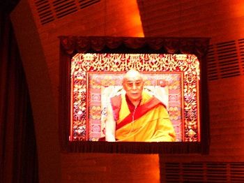 The Dalai Lama on the close-up screen
