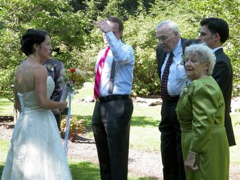 Meggan with Andrew's brother Tom, Grandfather Tom and Grandmother Flo, and Andrew
