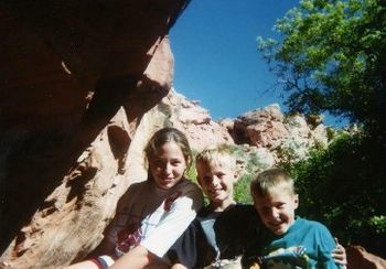 First cool stop on our trip, Natural Bridge  in Wyoming, that's how it started, see something cool, Stop!!! Tara, Chad, Cord.
