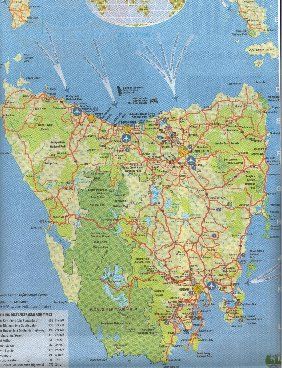 Map of Tasmania - an Island State of Australia and source of many woods for Stuart & Sons pianos
