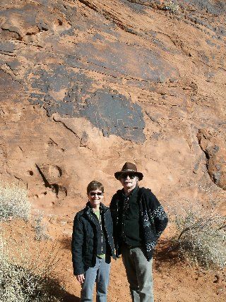 Here we are standing in front of some 4,000 year old petroglyphs
