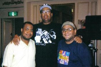 Ray with 2 trumpet masters, Nicholas Payton and Jon Faddis. Ocean Blue Jazz Festival 1998 (Japan)
