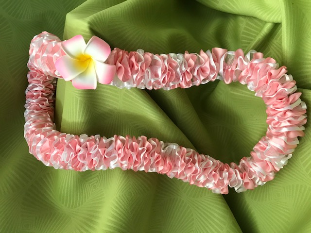 ribbon lei for ukulele,pink plumeria,ukulele accessories,ukulele