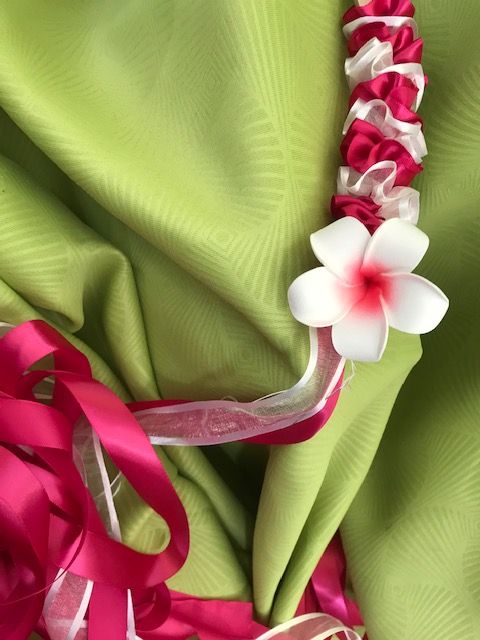 Beautiful Hawaiian Napua II store Pink w/ Plum Handmade Hawaiian Ribbon Lei 2200-8-00