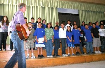 Performing with the Cleveland Elementary (Santa Barbara) 6th Graders.
