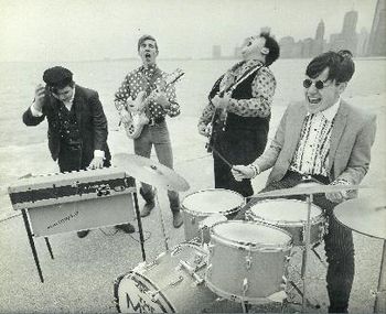 Let's see, where to start with the photos?...well, how about my first band, "The Mixed Emotions", very early on a Sunday morning at Chicago's North Avenue Beach, circa 1966 (L to R: Tom Hoffmann, Pat

