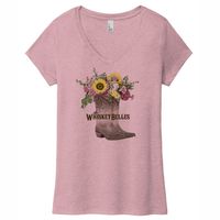 Ladies V-Neck - Boot Flower T-Shirt