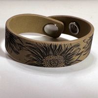 Sunflower Leather Embossed Cuff Bracelet - .75" width