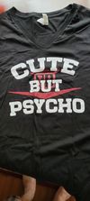 "Cute But Psycho" Girls V-neck  T-shirt black