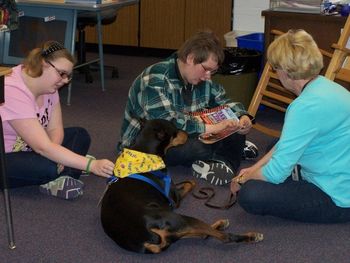 Gabby visits Southview School to read with her friends.

