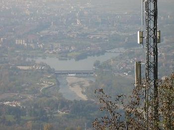 overlooking the Po River from the Basilica Di Superga in Torino, Italy
