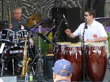 JIM RYAN (drums) & ROB MULLIGAN (percussion) with Terry Lower Sextet--2006 "Detroit International Jazz Festival"  photo by Dave Koether
