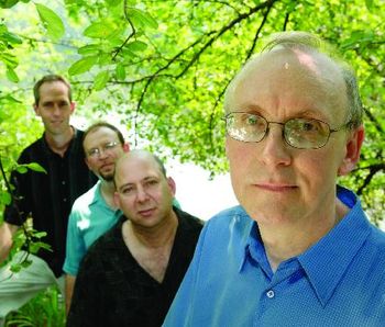 We were trying for a Stones "Between the Buttons"-type thing. Left to right: John, Rich, Gary, Steve. (photo: Andrea Fischman)
