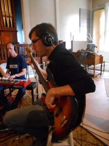 John (keys) and Greg looking very diligent recording at Rotary Records. (photo: Karen Welling)
