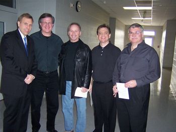 L to R: Chuck Redd, Ray Reach, Mart Avant, Chris Wendle and Mike Lingo backstage at a SuperJazz concert.
