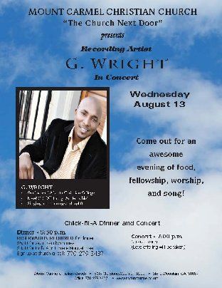 Mount Carmel Christian Church Concert Flyer
