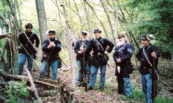 Many thanks to McKean Co. Company I Bucktail reenactors.  From l-r are Kyle Nobles, Sergeant Tom Nobles, John Stengel, Chris Beatty, Sergeant Clarence Walker & Larry Fox.
