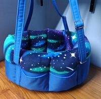 Medium ZuZu Tote - MZT #04 - Turquoise Blue Waterproof Exterior with Printed Northern Lights Fleece Interior