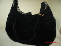 Sling/Purse - Black Crushed Velvet Exterior/Leopard Print Anti-Pill Fleece Lining.