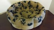 LLR #4 - Light Brown Bonded Suede Exterior with Large Paw Print  Interior & Pillow