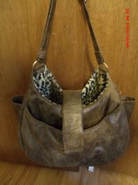 Sling/Purse - Brown Faux Leather Exterior/Leopard Print Lining
