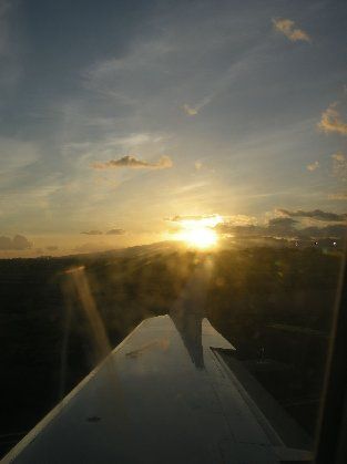Sunset over Oahu flying back to the Big Island of Hawaii
