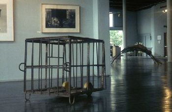 "Tiger Cage on Wheels" (For the expedient removal of detainees) at the Contemporary Art Center New Orleans, Billy X. Curmano
