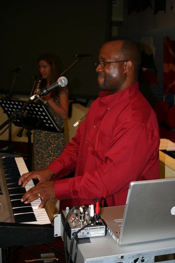 Playing away during worship in Italy. It was a little warm!
