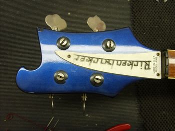 The bass has already undergone some significant modifications and a metallic blue refinish along the way...

