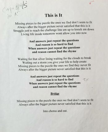 Ryan DeSiato 'This Is It' Lyrics
