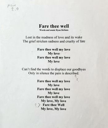 Ryan DeSiato 'Fare Thee Well' Lyrics
