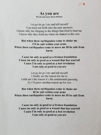 Ryan DeSiato 'As You Are' Lyrics
