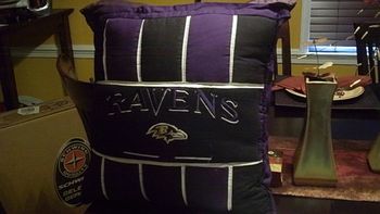 Item #1008. Overstuffed Ravens throw pillow (down-filled) - $35
