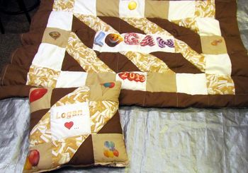 Logan's set (1/2 twin quilt + pillow) - $90
