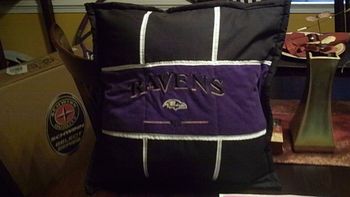 Item #1007. B'more Sports throw pillow (side 1, Ravens) - $30
