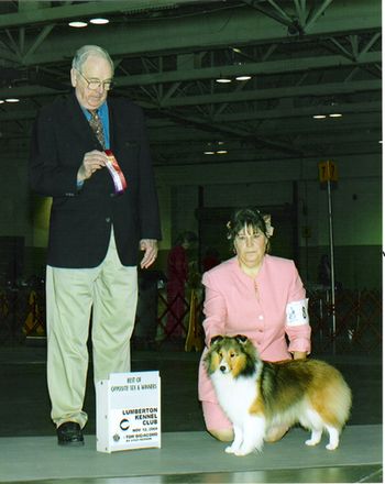Ch "Peaches" winning single points, handled by Judy Stachowski
