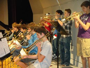 BHSS Jazz Band horns rehearse "Homage to New Orleans"
